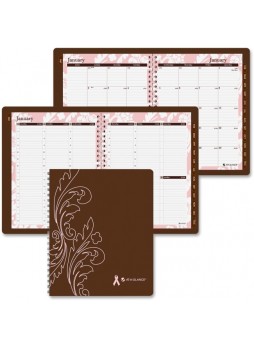 Julian - Weekly, Monthly - 1 Year - January till December - 8:00 AM to 5:00 PM 1 Week, 1 Month Double Page Layout - 8.50" x 11" - Wire Bound - Brown - Paper, Metal - aag794905